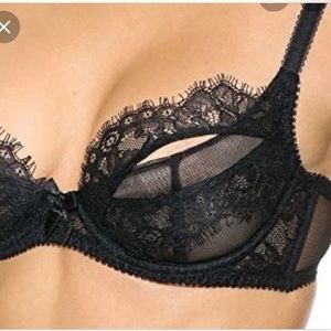Black lace peek-a-boo bra